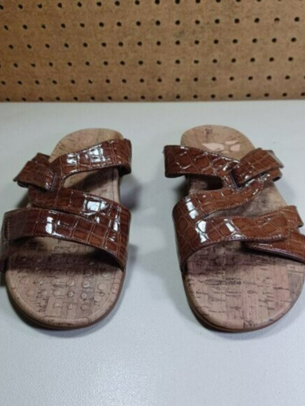 Orthaheel womens brown Holly brown croc print wedge slide sandals 8 M - Picture 2 of 6